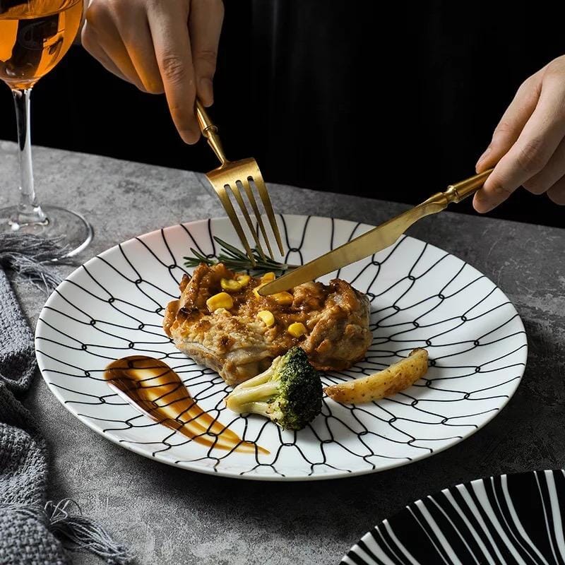 Monochrome Sunburst Dinner Plate – High-Density Porcelain Dinnerware, Durable and Dishwasher Safe, Modern Scandi-Industrial Design 3