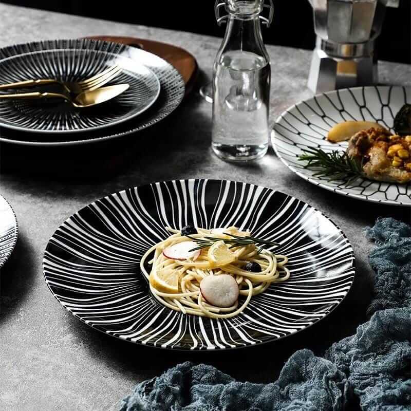 Monochrome Sunburst Dinner Plate – High-Density Porcelain Dinnerware, Durable and Dishwasher Safe, Modern Scandi-Industrial Design 4
