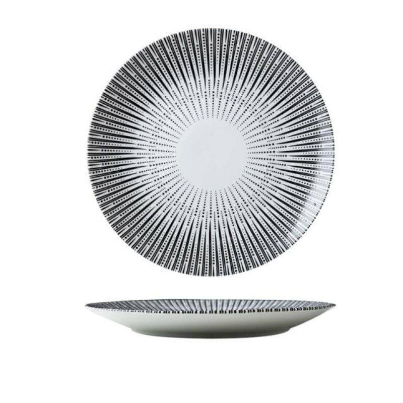 Monochrome Sunburst Dinner Plate – High-Density Porcelain Dinnerware, Durable and Dishwasher Safe, Modern Scandi-Industrial Design 5