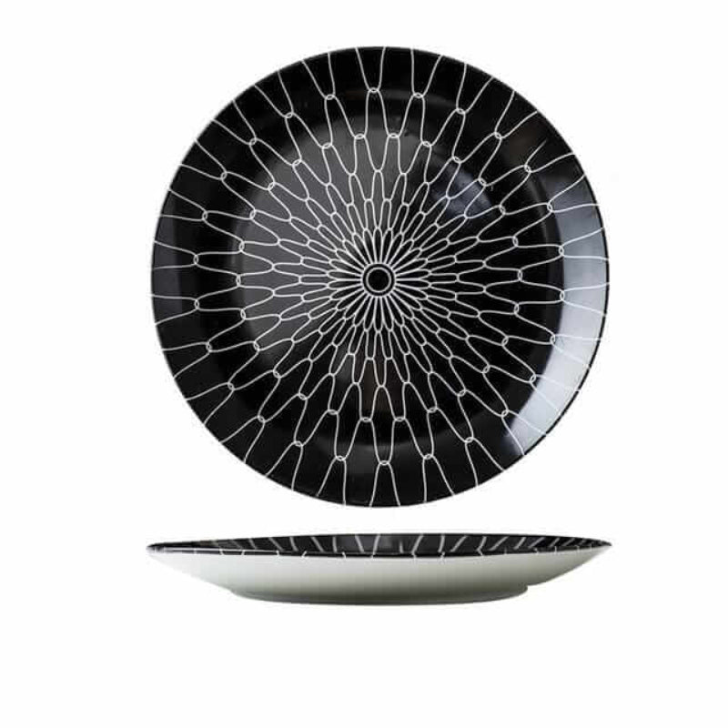 Monochrome Sunburst Dinner Plate – High-Density Porcelain Dinnerware, Durable and Dishwasher Safe, Modern Scandi-Industrial Design 6
