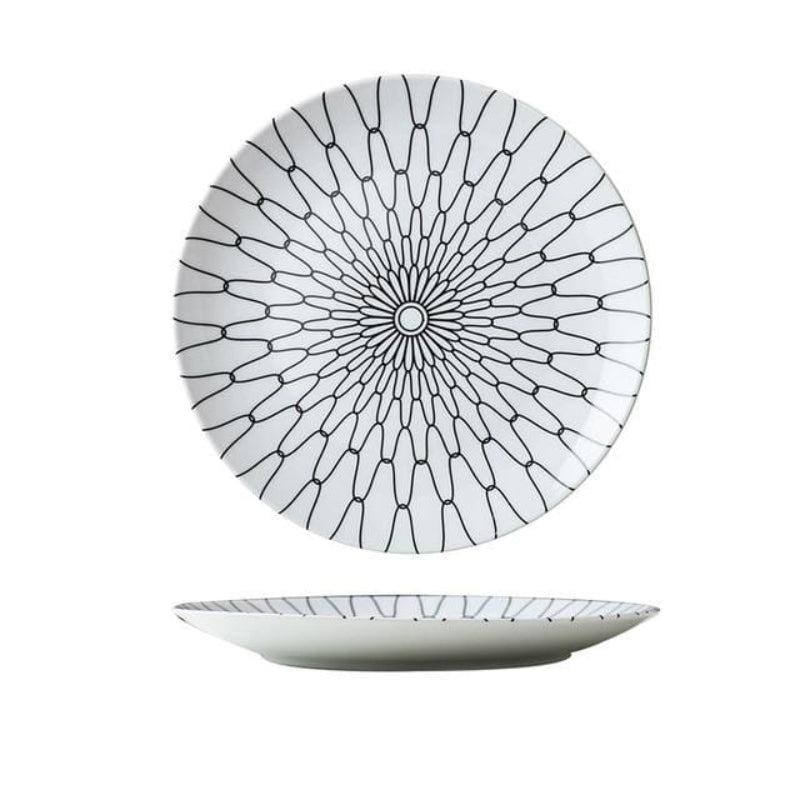 Monochrome Sunburst Dinner Plate – High-Density Porcelain Dinnerware, Durable and Dishwasher Safe, Modern Scandi-Industrial Design 7