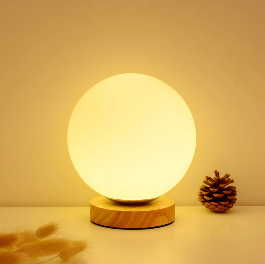 Moon-Inspired Table Lamp with Warm LED Light – Compact Nightstand or Desk Lamp for Relaxation and Ambiance 1