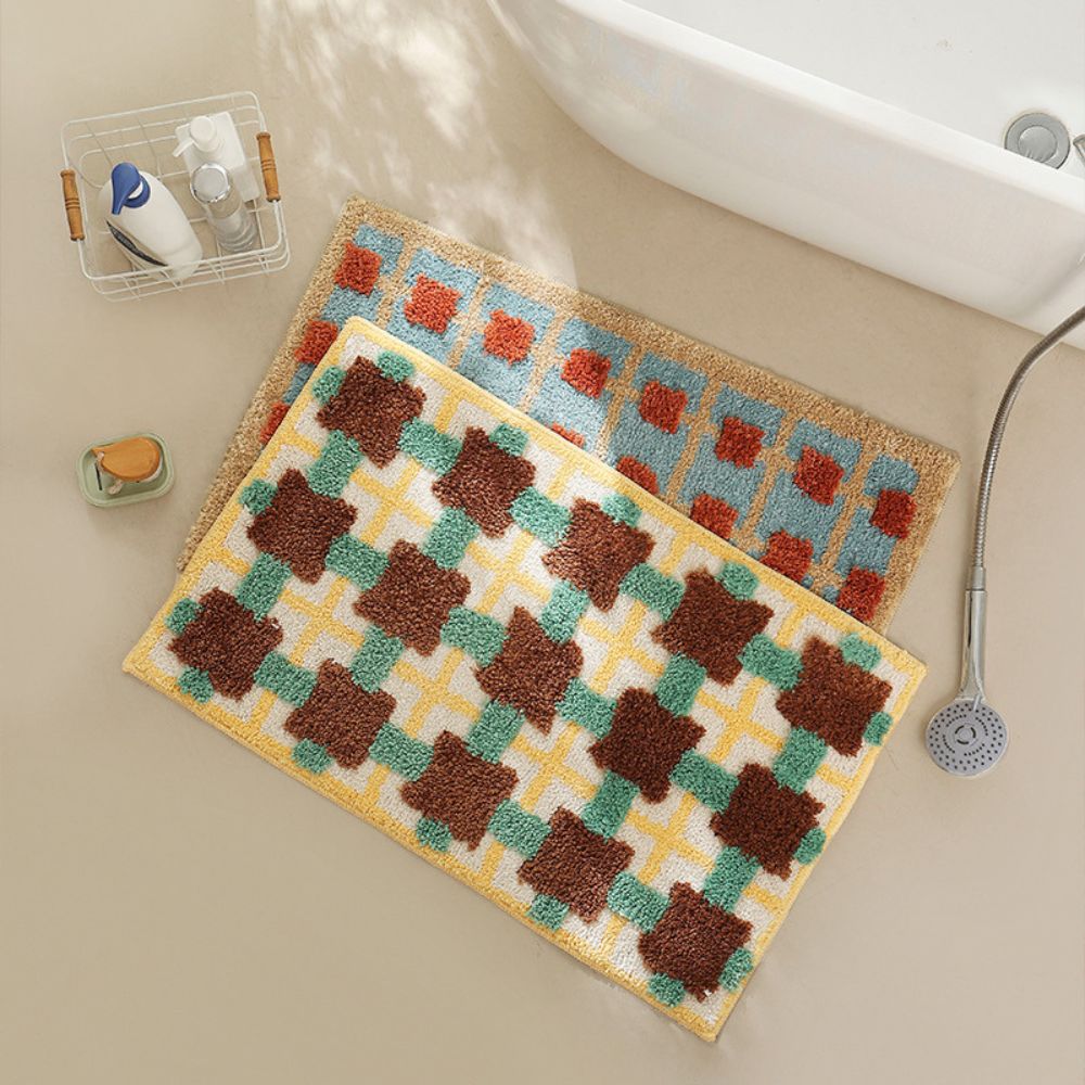 Moroccan Design Non-Slip Bath Mat with Quick-Dry Surface – Soft Fabric Bathroom Mat 1
