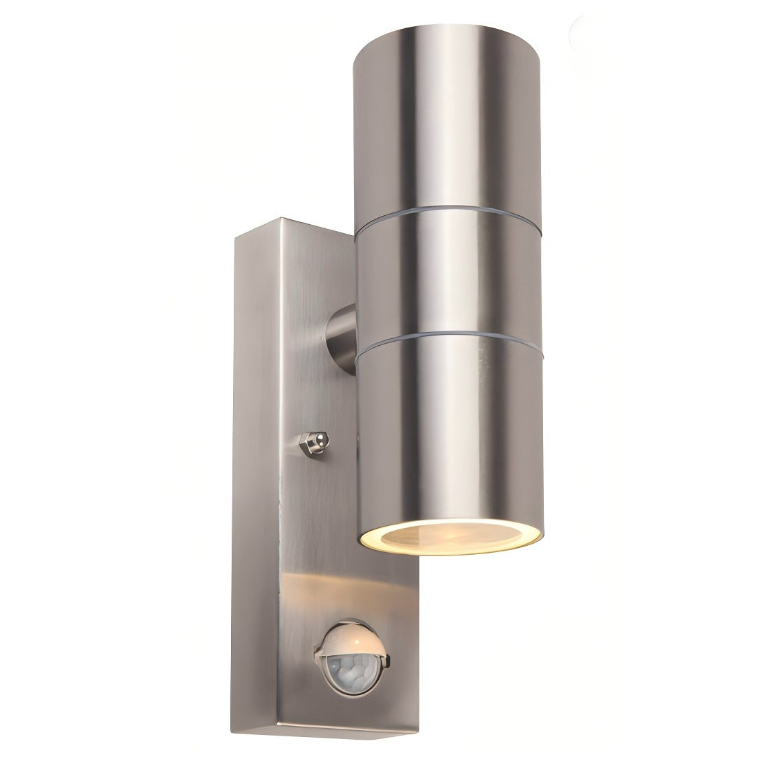 MotionSense PIR Outdoor Wall Lamp with Stainless Steel Design, Water-Resistant Cylinder, Motion Sensor for Gardens and Porches 0