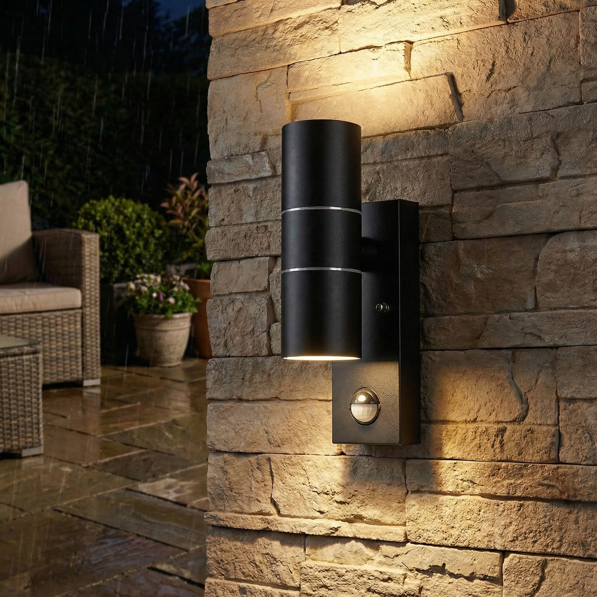 MotionSense PIR Outdoor Wall Lamp with Stainless Steel Design, Water-Resistant Cylinder, Motion Sensor for Gardens and Porches 5