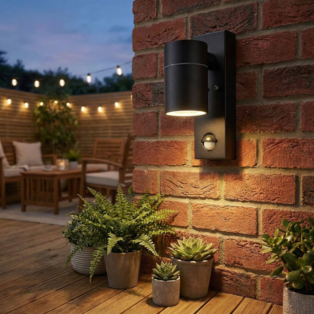 MotionSense PIR Outdoor Wall Lamp with Stainless Steel Design, Water-Resistant Cylinder, Motion Sensor for Gardens and Porches 7