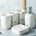 Mouthwash Set Ceramic 6 x 4 x 4 Inch Dual Holders, Minimalist Design 2