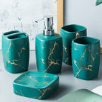 Mouthwash Set Ceramic 6 x 4 x 4 Inch Dual Holders, Minimalist Design 7