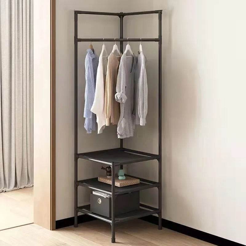 Multifunctional Corner Coat Rack with 3 Layers and Shelf – Space-Saving Hall Stand for Entryway and Bedroom Storage 4