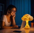 Mushroom LED Table Lamp - Warm White Light for Bedside & Desk Use 1