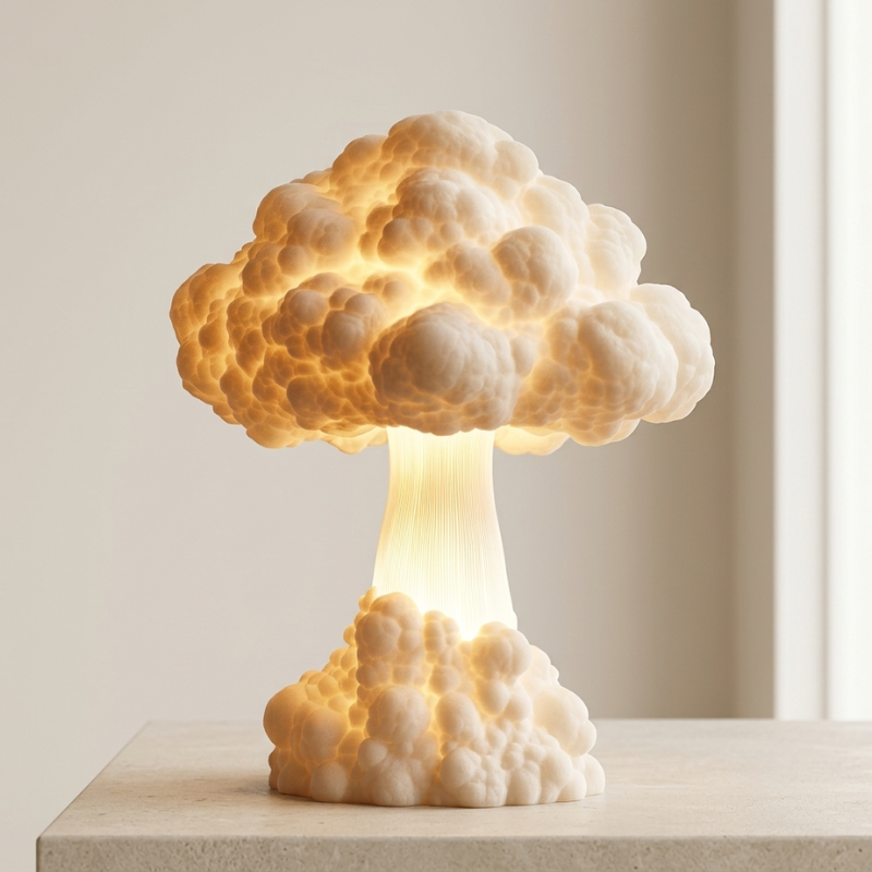 Cloud-shaped lamp on a neutral background