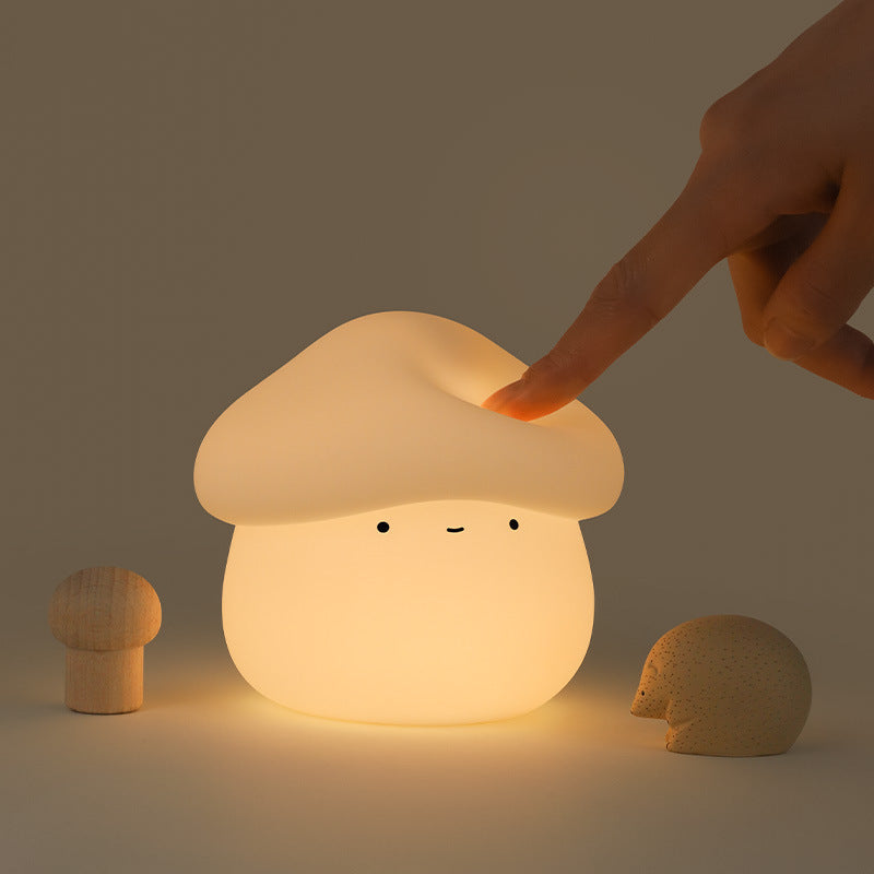 Mushroom Night Light - Soft Silicone LED Lamp with Tap Control for Kids 0