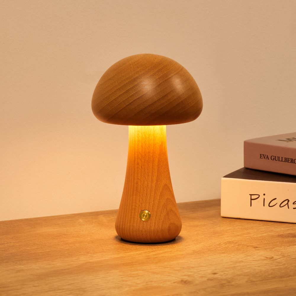Mushroom Table Lamp - Cordless, Warm White LED, 3 Brightness Levels 3