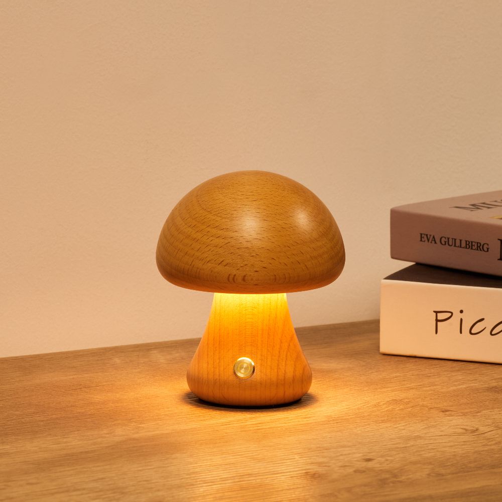 Mushroom Table Lamp - Cordless, Warm White LED, 3 Brightness Levels 6