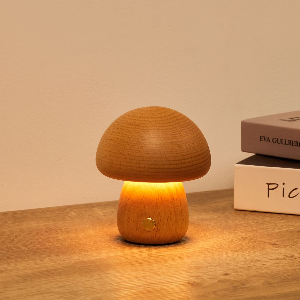 Mushroom Table Lamp - Cordless, Warm White LED, 3 Brightness Levels 8