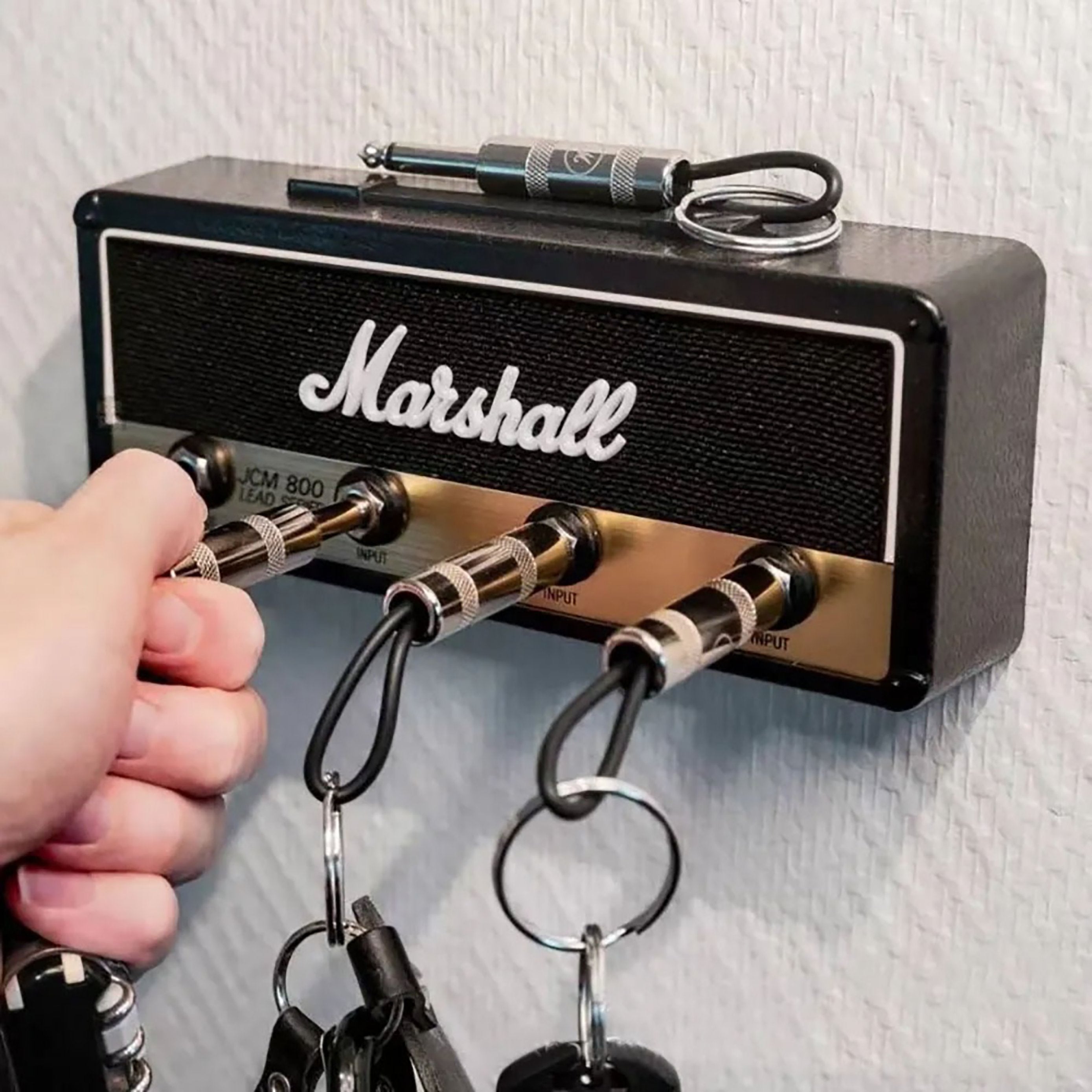 Musical Key Holder for Wall in Fender Amplifier Design with Guitar Plug Keychains – Unique Key Hooks for Music Lovers 3
