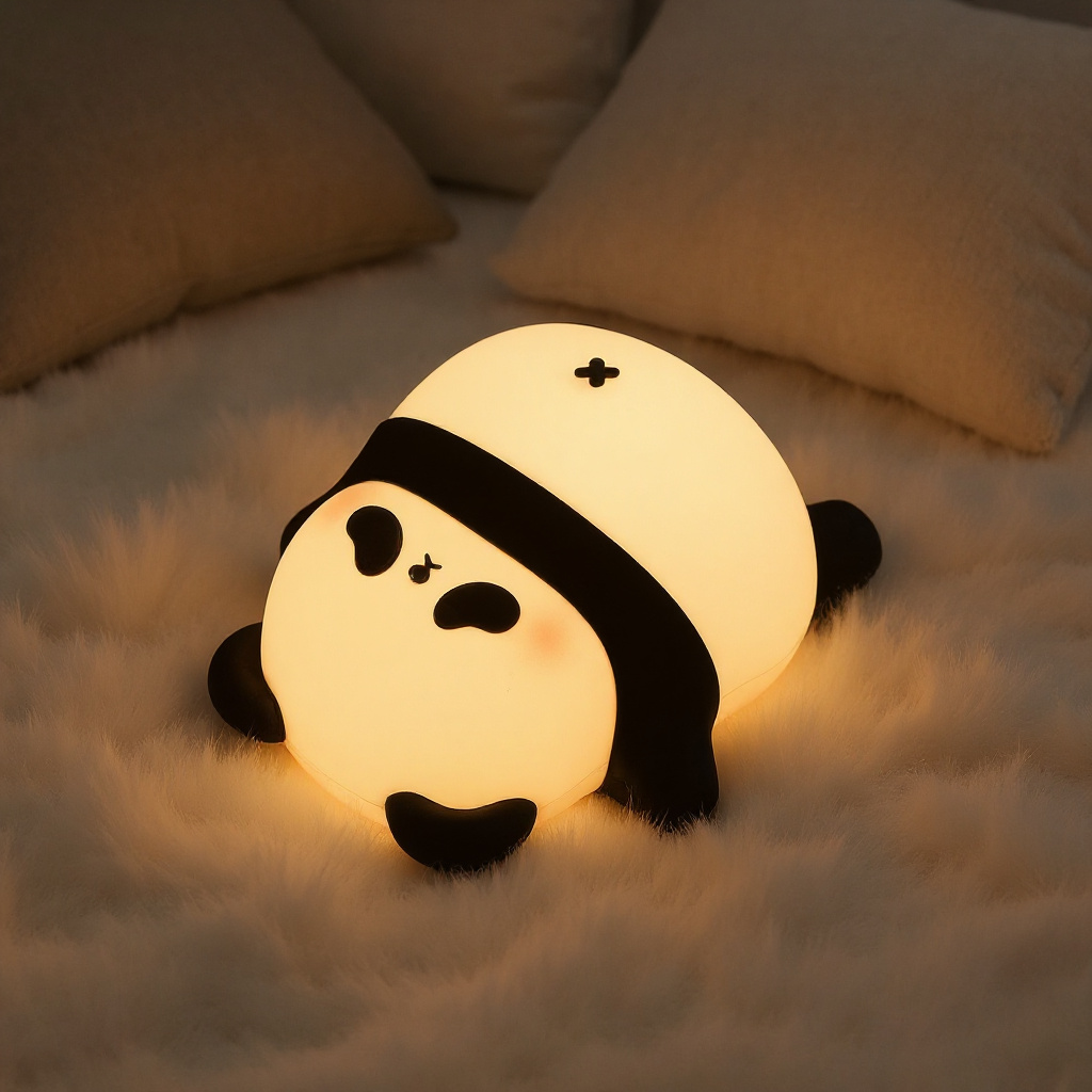 Napping Panda LED Night Light - Soft Glow & Sound Activation 7