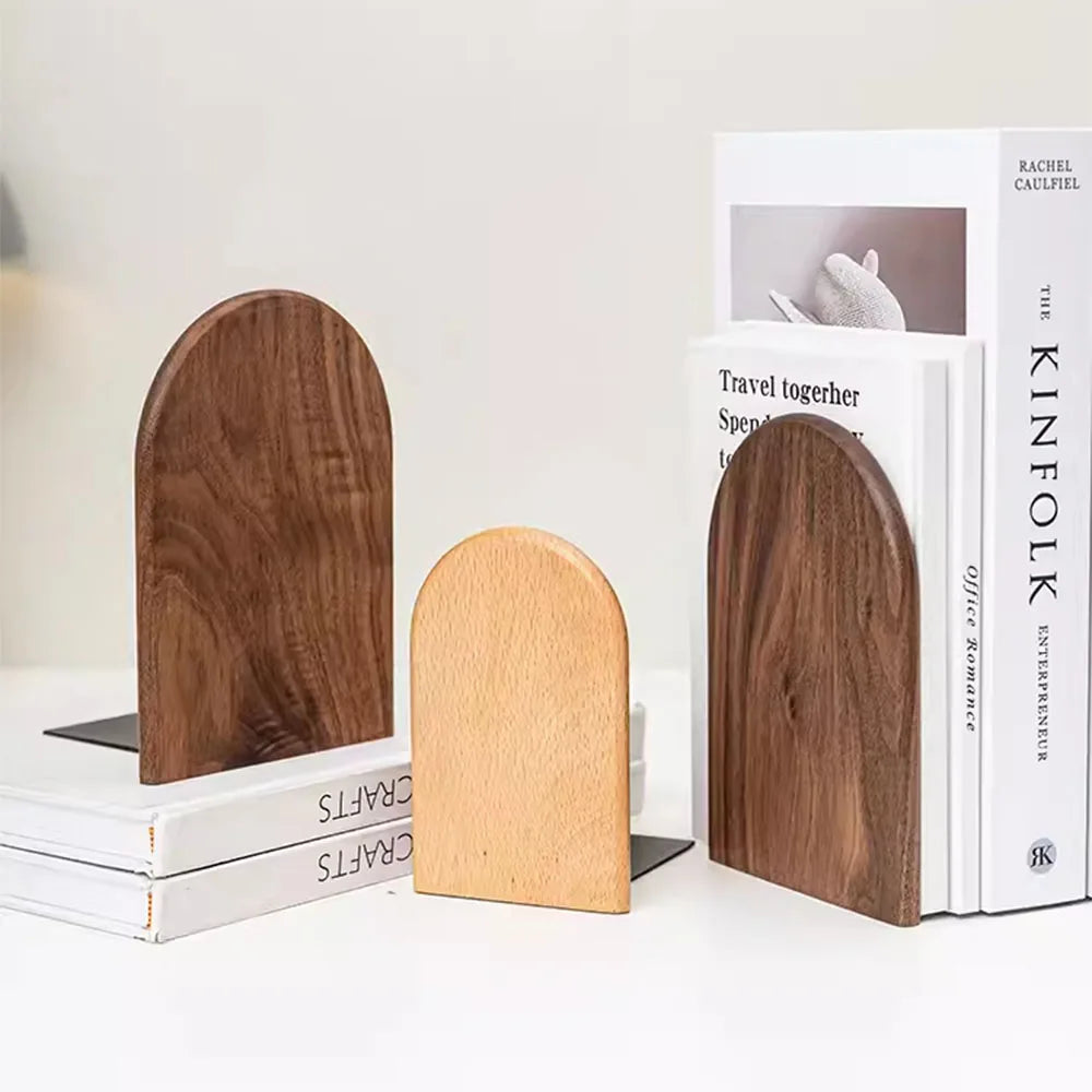 Natural Wood Bookends - Elegant Decorative Organization for Home & Office 2