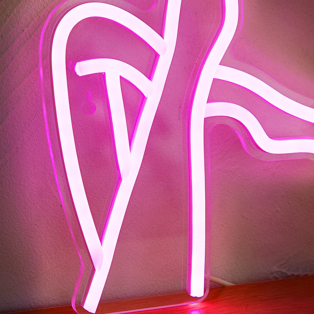 Neon Light Sign Pink LED USB Powered Acrylic Metal Wall Decor 4