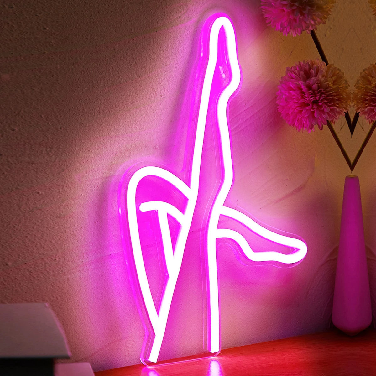 Neon Light Sign Pink LED USB Powered Acrylic Metal Wall Decor 5