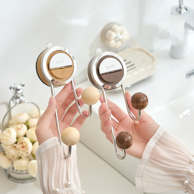 No-Drill Suction Toilet Paper Holder Stand with Wood-Grain Design – Stainless Steel, Easy Installation for Smooth Surfaces 5