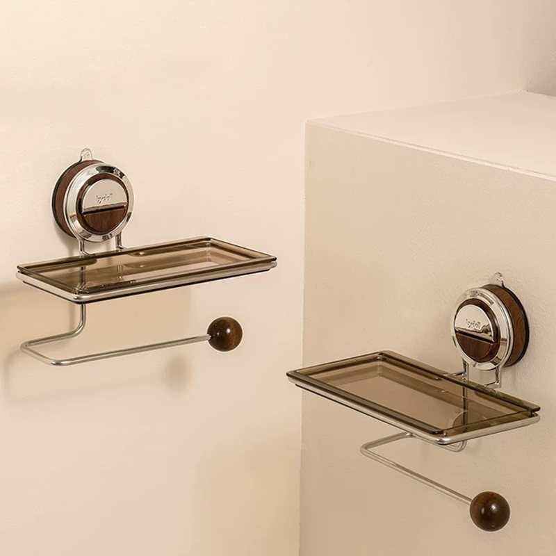 No-Drill Suction Toilet Paper Holder Stand with Wood-Grain Design – Stainless Steel, Easy Installation for Smooth Surfaces 7