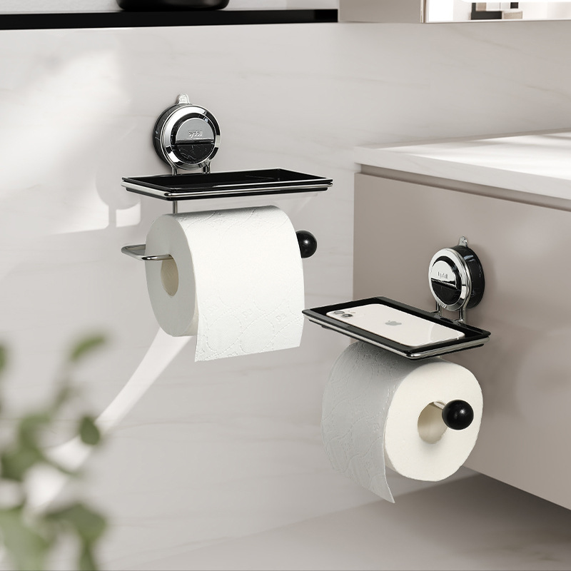 No-Drill Suction Toilet Paper Holder Stand with Wood-Grain Design – Stainless Steel, Easy Installation for Smooth Surfaces 8