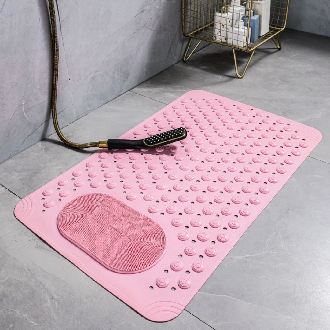 Non-Slip Bath Mat - Built-In Foot Scrubber & Quick-Drain Design 5