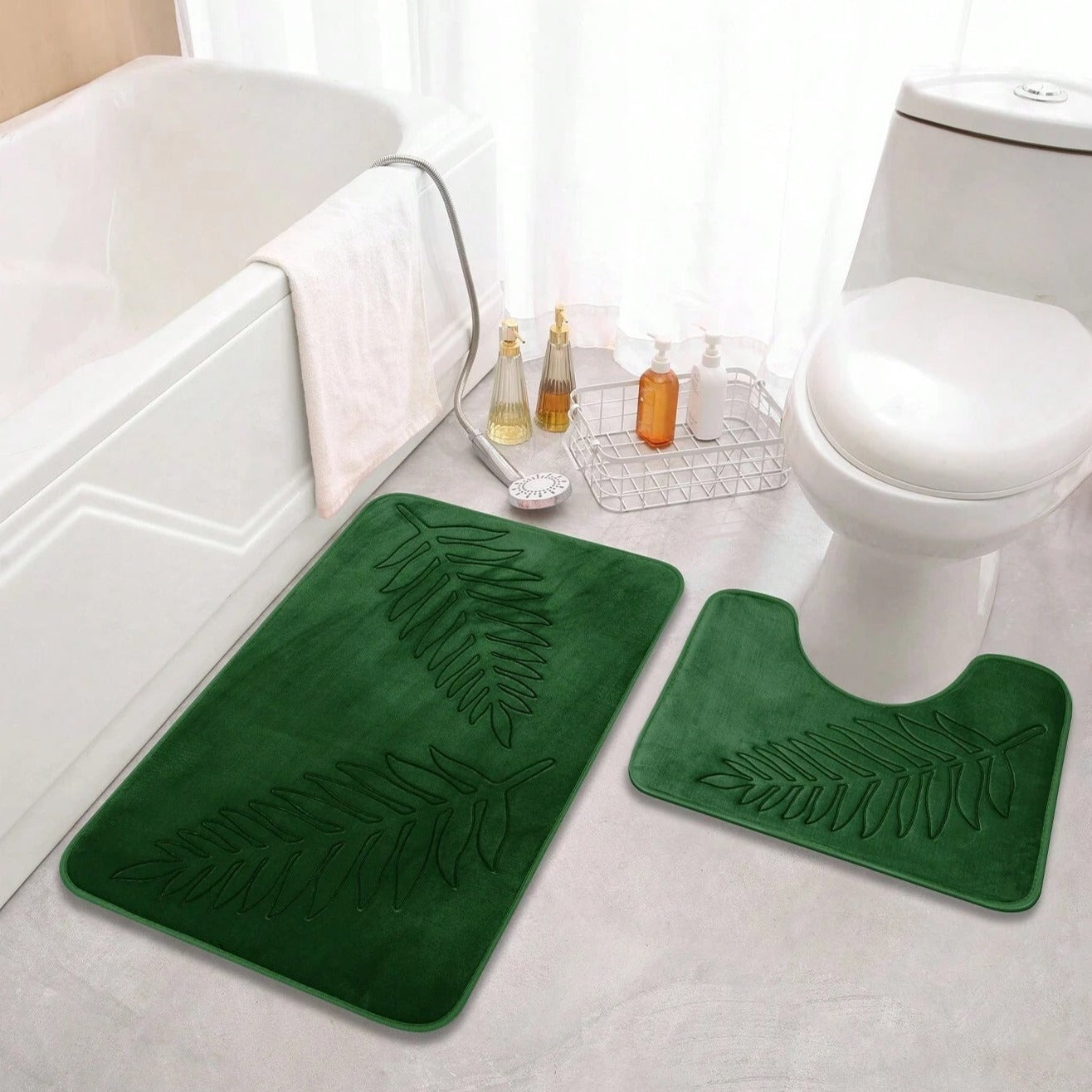 Non-Slip Bath Mat Set - Plush Memory Foam for Comfort & Safety 0