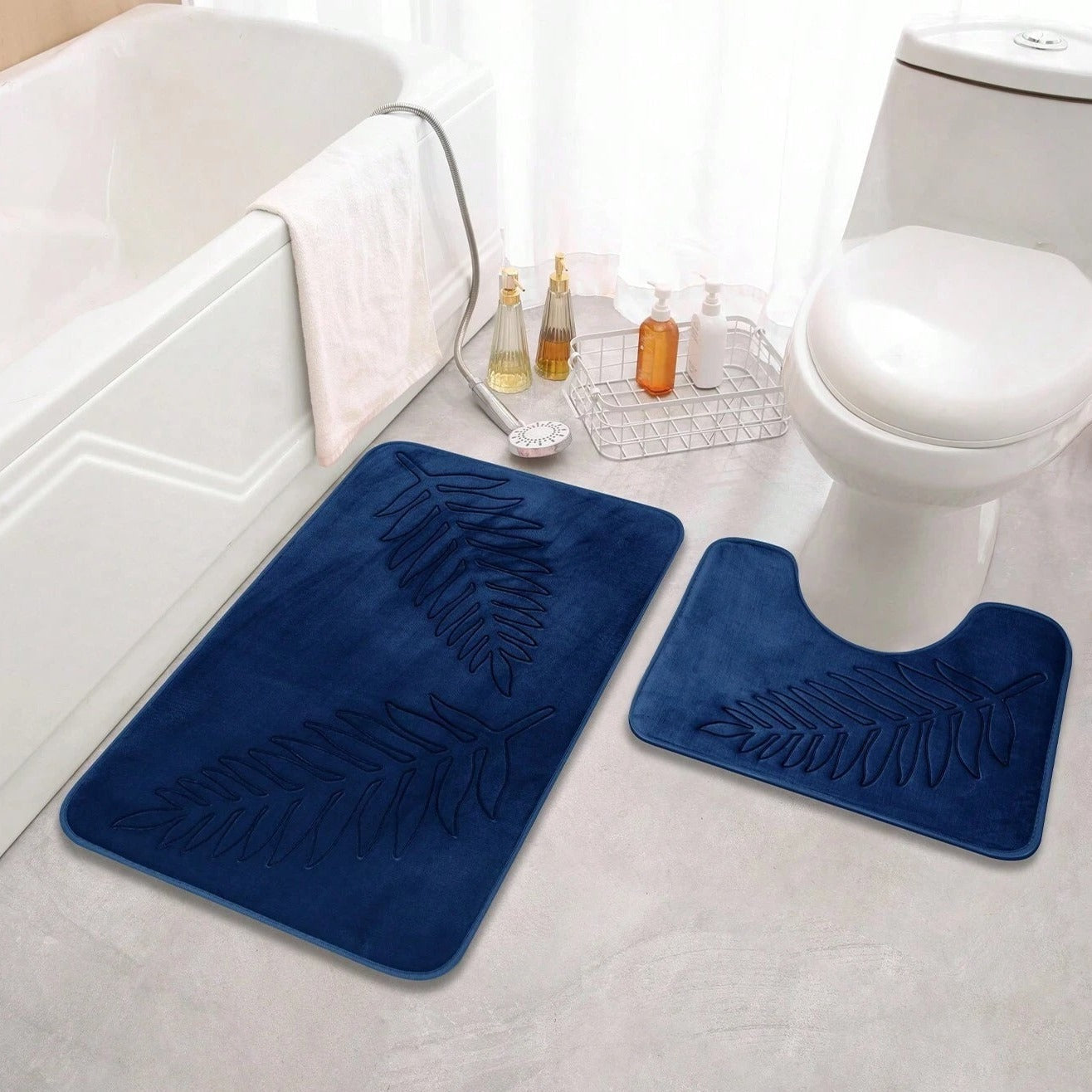 Non-Slip Bath Mat Set - Plush Memory Foam for Comfort & Safety 2
