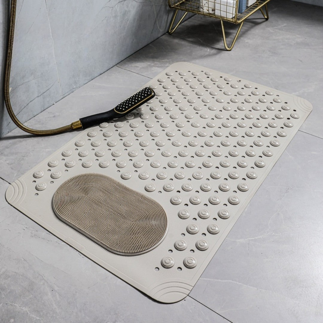 Non-Slip Bath Mat with Built-In Foot Scrubber and Quick-Drain Design – Anti-Mold Bathroom Mat for Safety and Comfort 3