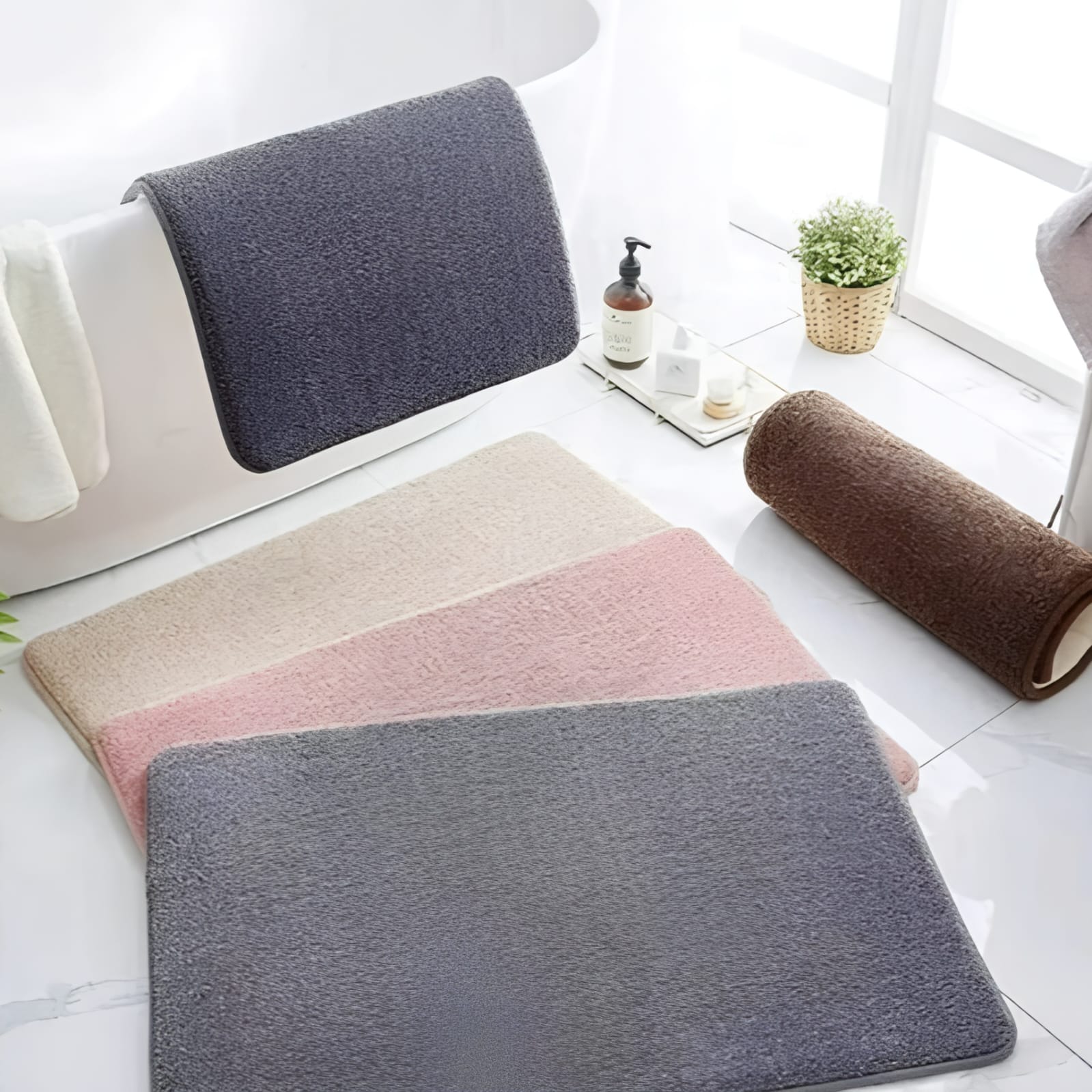Non-Slip Bath Mat with Memory Foam – Ultra-Soft Microfiber, Machine Washable, Multiple Sizes and Colors Available 5