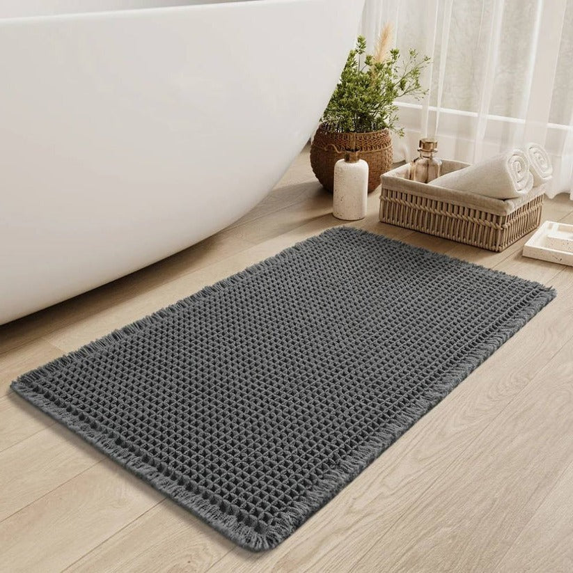Non-Slip Bath Rug - Moisture-Wicking, Stylish Tassels for Safety 9