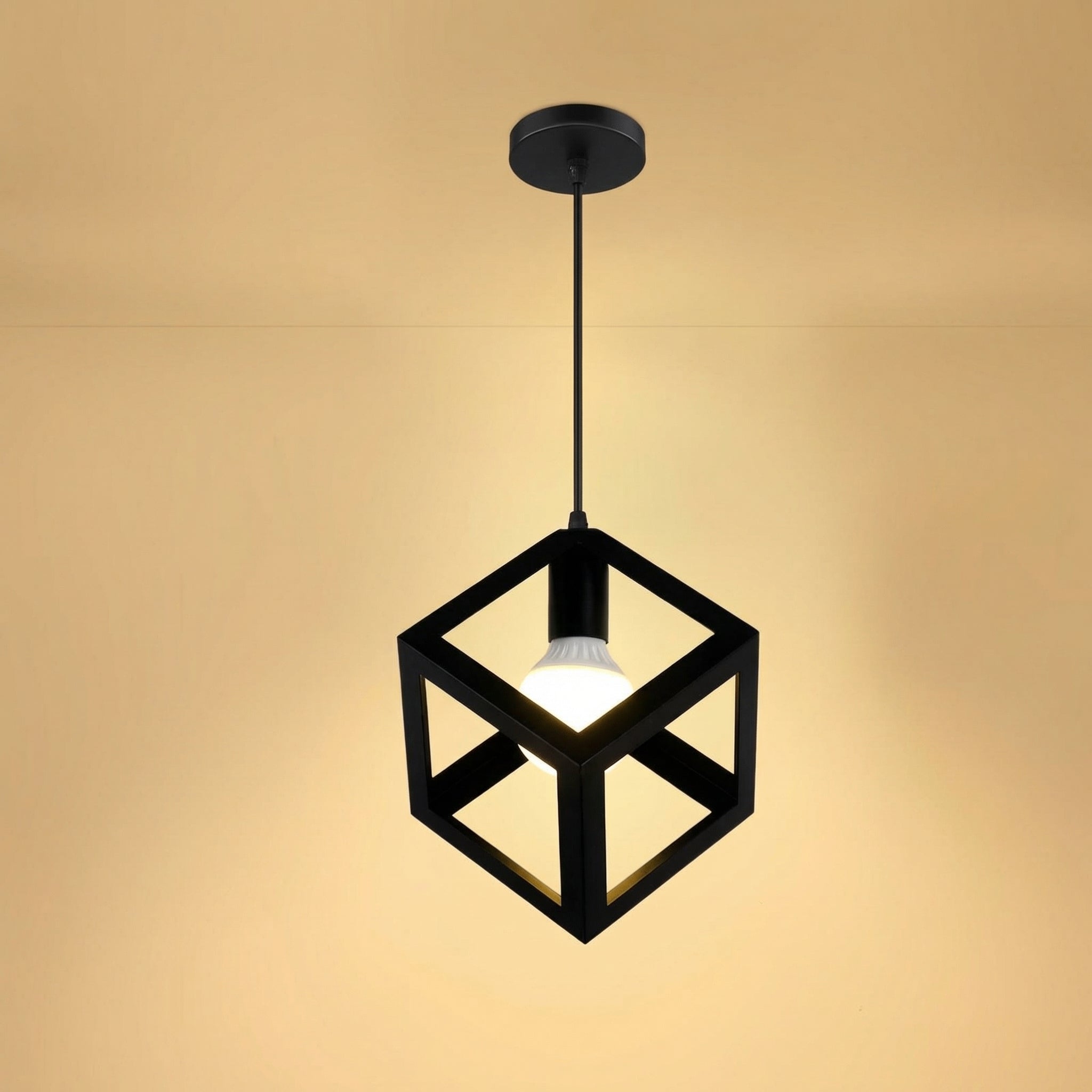 Nordic Black Pendant Light - Modern Cube Design for Kitchen Island 0
