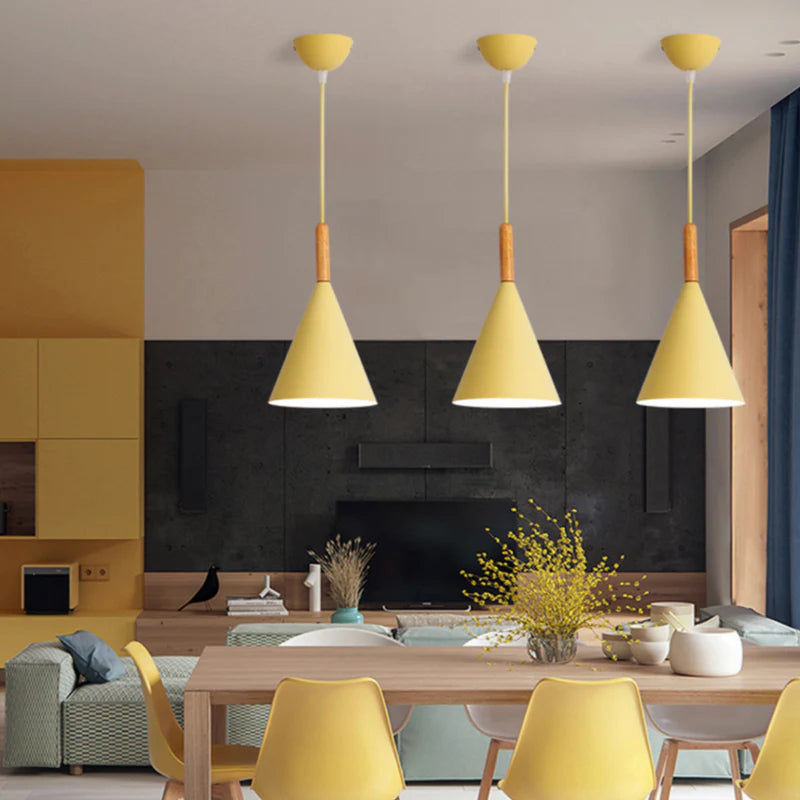 Nordic Black Pendant Light - Stylish Kitchen Lighting with Wood Accent 3