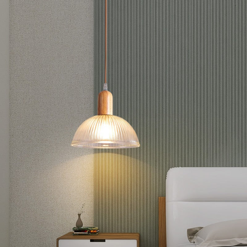 Nordic Dome Wood Glass Pendant Light - Modern Hanging Lights for Living Room 1