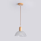 Nordic Dome Wood Glass Pendant Light - Modern Hanging Lights for Living Room 8