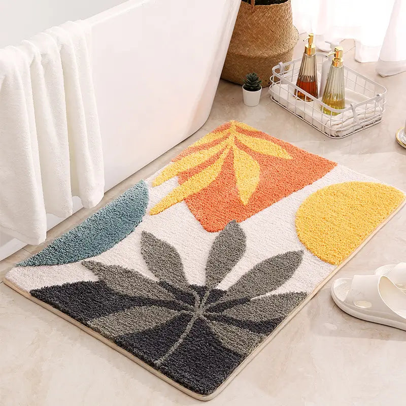 Nordic Flocked Bath Mat - Absorbent, Quick-Drying & Non-Slip Design 1