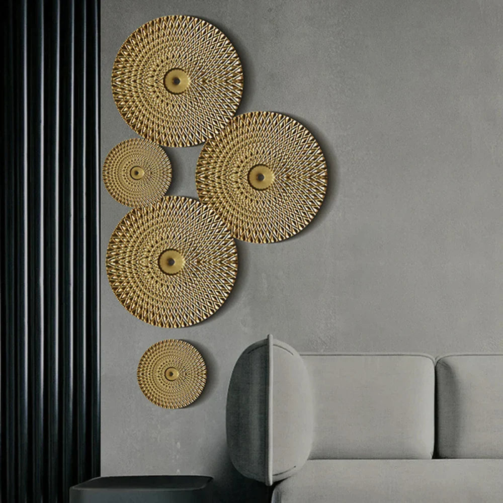 Nordic Gold Metal Wall Art - Elegant Round Wall Decor for Stylish Interiors 4