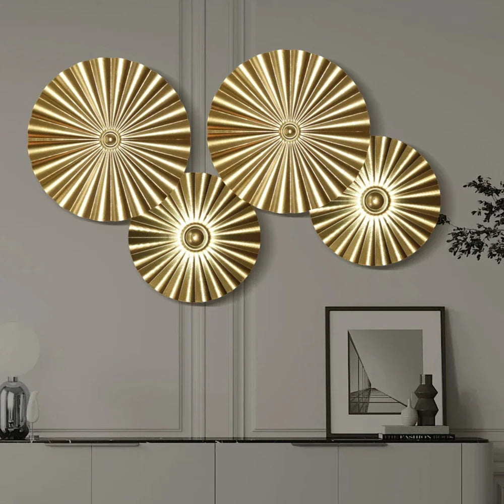 Nordic Gold Metal Wall Art - Elegant Round Wall Decor for Stylish Interiors 5