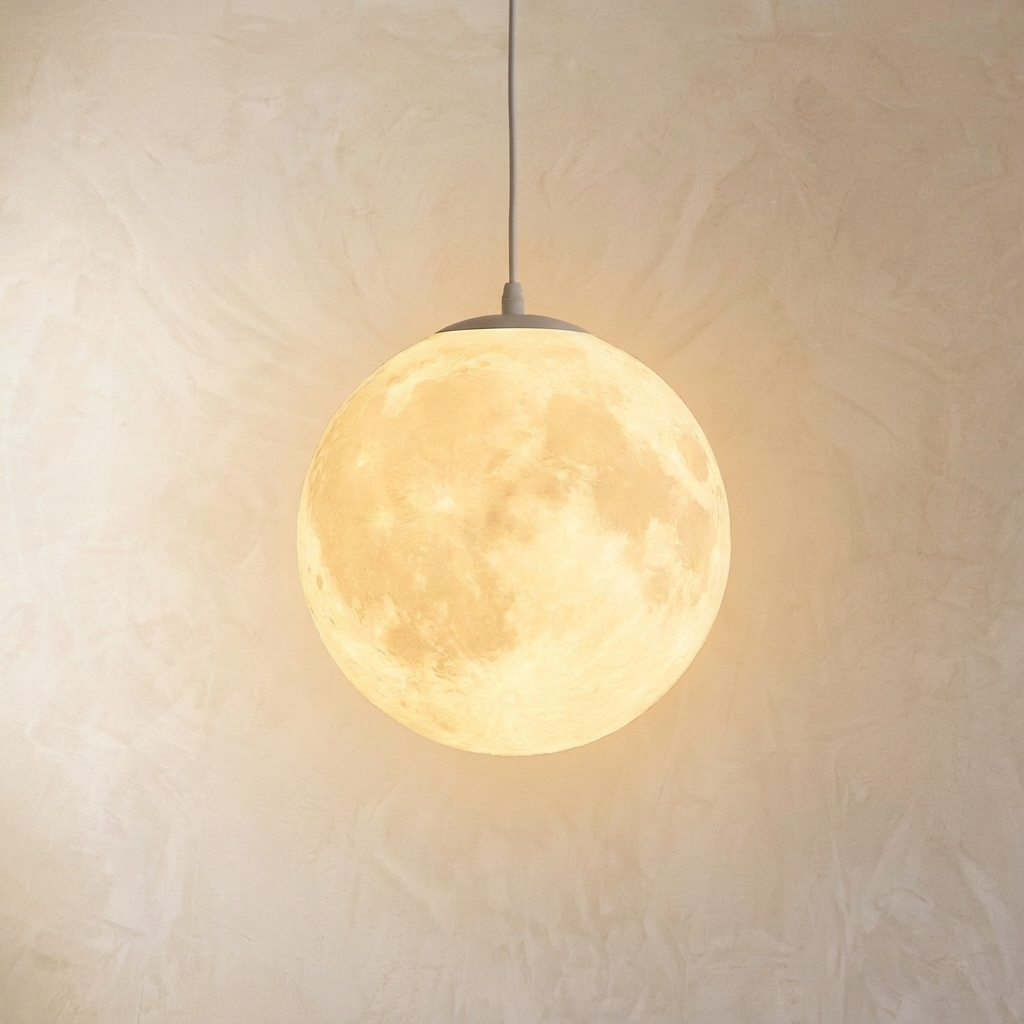 Nordic Moon Pendant Light - Calming Ambient Glow & Adjustable Cable 0