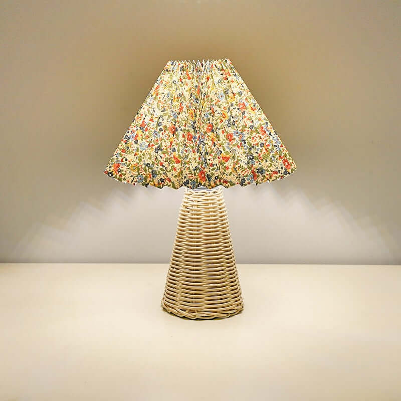Nordic Pleated Night Lamp - Soft LED Night Light with Rattan Base 7