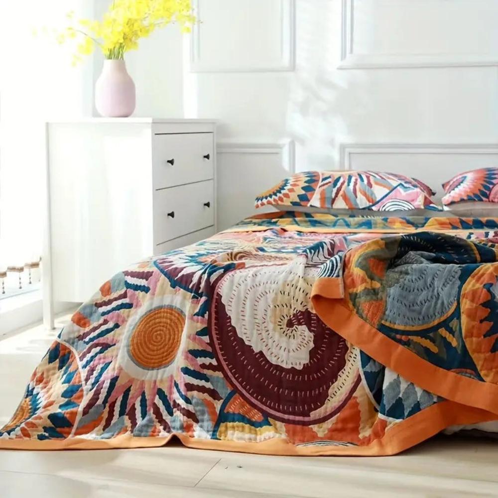 Nordic Sunburst Cotton Blanket - Soft, Breathable All-Season Comfort 1