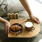 Nordic Wave Wood Tray - Elegant Serving and Display with Rippled Design 2