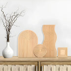 Nordic Wave Wood Tray - Elegant Serving and Display with Rippled Design 6