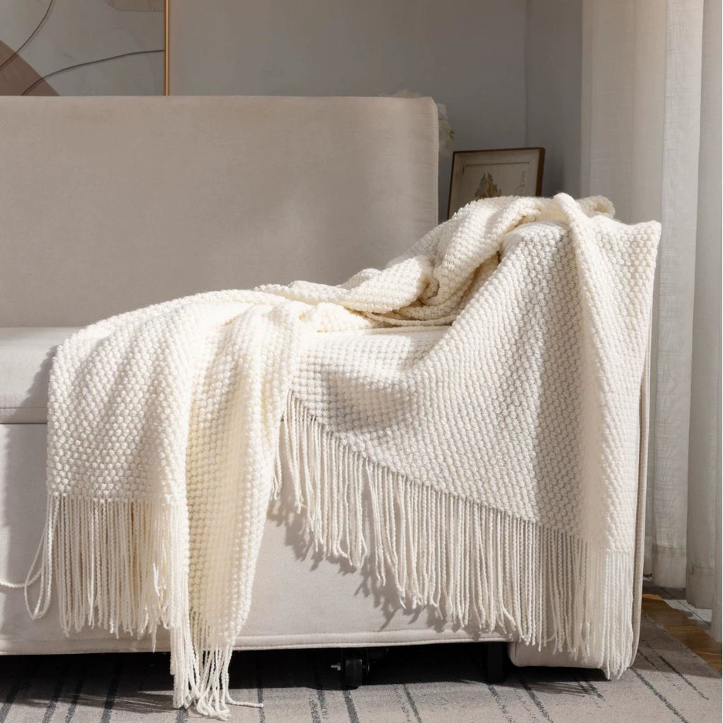 Waffle Knit Throw Blanket, Acrylic Material, Machine Washable