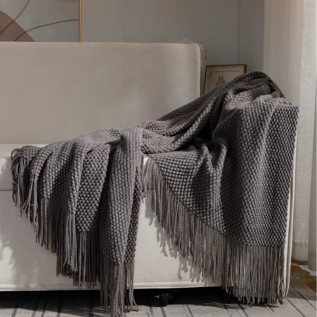 Waffle Knit Throw Blanket, Acrylic Material, Machine Washable