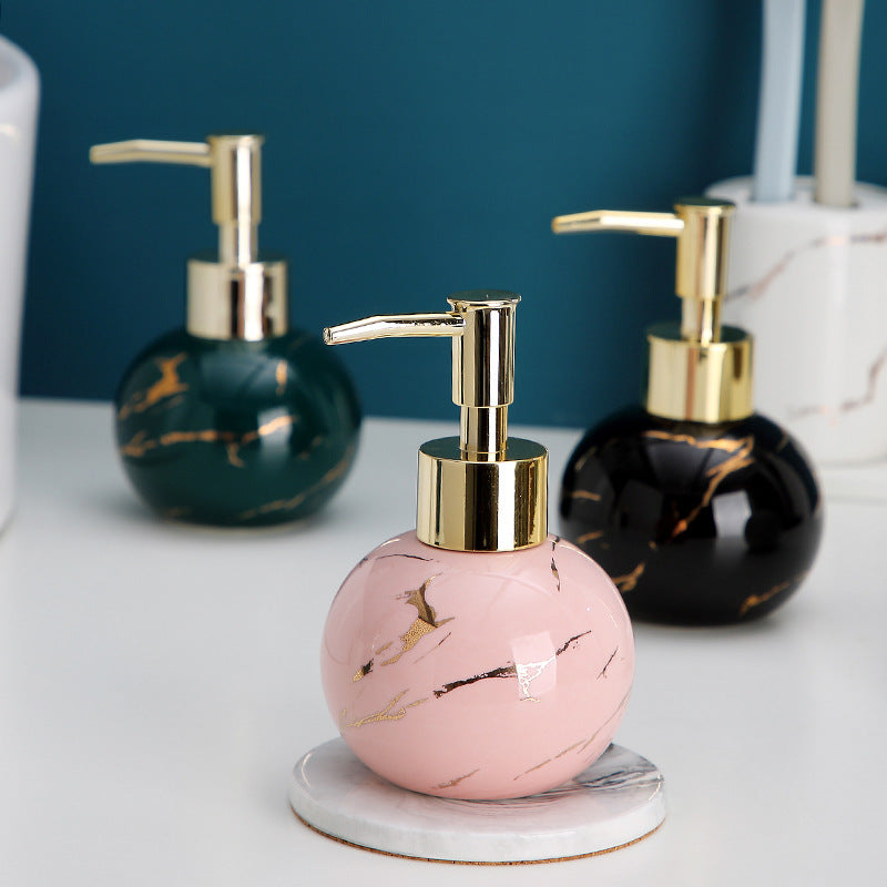 Liquid Soap Dispenser Marble Finish Pump Decorative Countertop