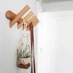 Oak Coat Rack - Wall Mounted Organizer with 5 Durable Coat Hooks 0