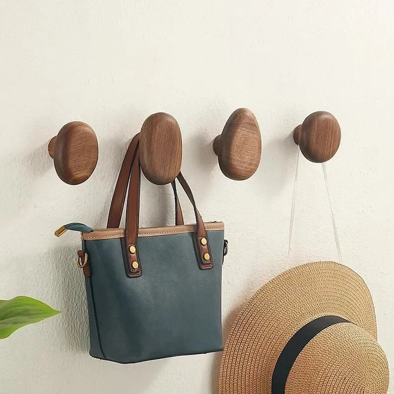Oak Pebble Wall Hooks - Natural Wood Coat Hooks for Wall Storage 8